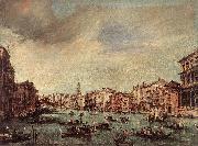 GUARDI, Francesco The Grand Canal, Looking toward the Rialto Bridge sg USA oil painting artist